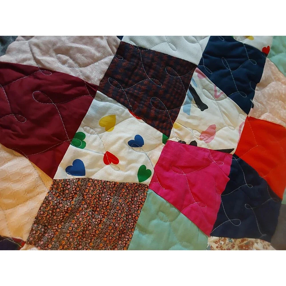 Handcrafted Colorful Crazy Quilt